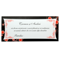 Plicuri de bani carton negru cu flori rosii 01.40.022